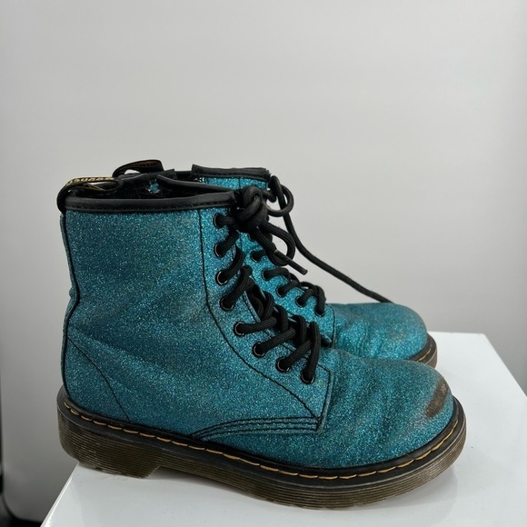 Dr Martens Pascal Turquoise Blue Glitter Boots US Size 2 - Picture 1 of 10